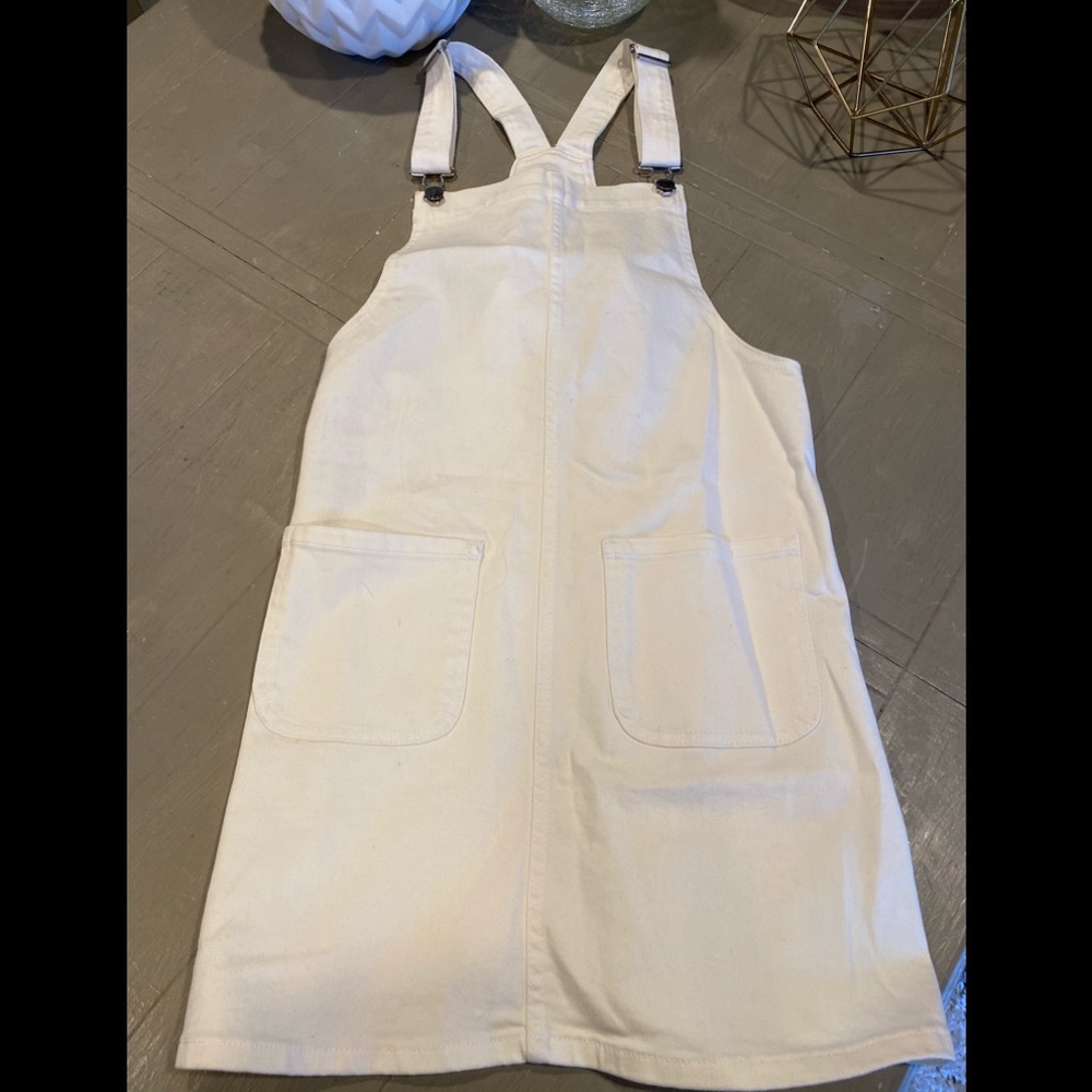 Women’s off white denim overalls skirt